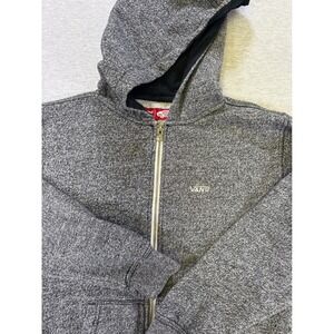 Vans Kids Full Zip Hoodie Grey Marl Fleece Lined Sweatshirt Size Medium